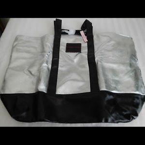 Victoria's Secret Silver Weekender Tote Bag